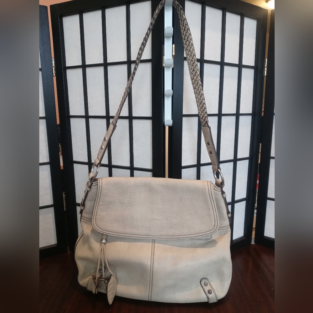 Brighton Karine White Pebble Leather Crossbody Bag Amazing Condition!